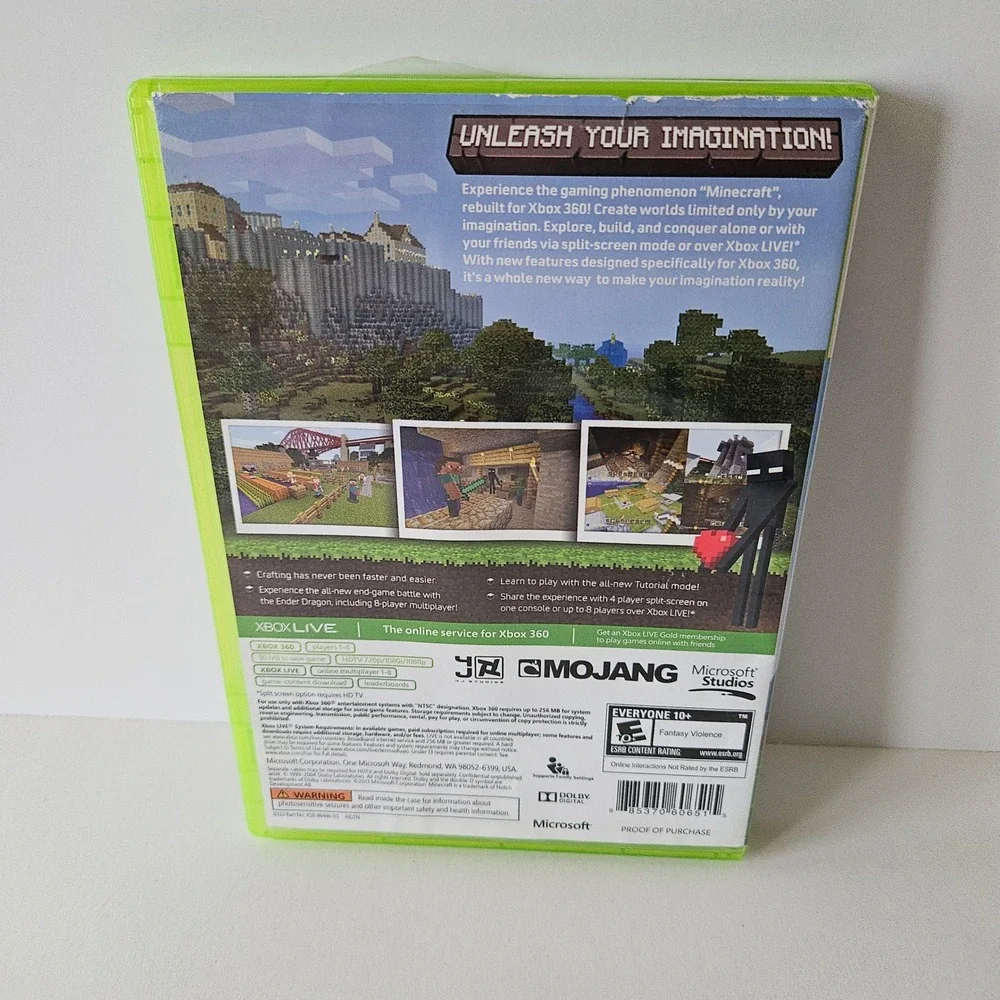 Xbox 360 Minecraft Video Game Microsoft Mojang - TESTED